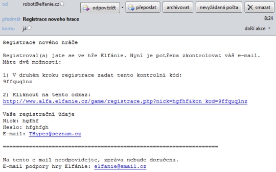 Registrační e-mail